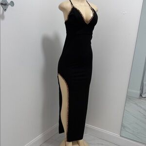 Elegant Black Dress with Gold Accents